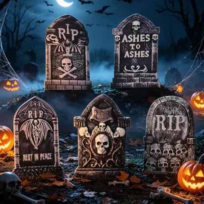 12" Halloween Tombstones Outdoor Graveyard Decorations,5-Pack - size: 12INCH