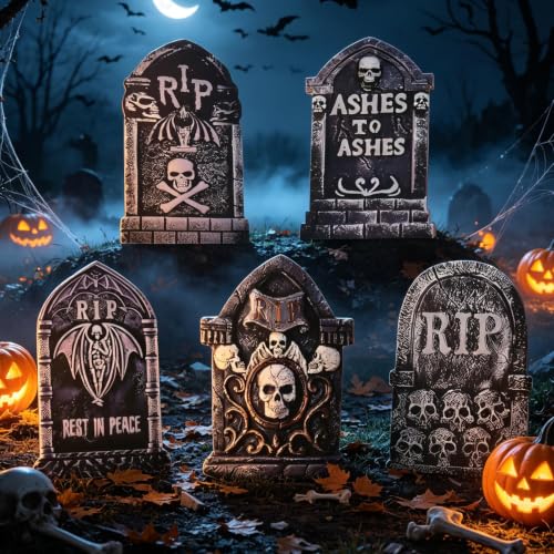 12" Halloween Tombstones Outdoor Graveyard Decorations,5-Pack - size: 12INCH
