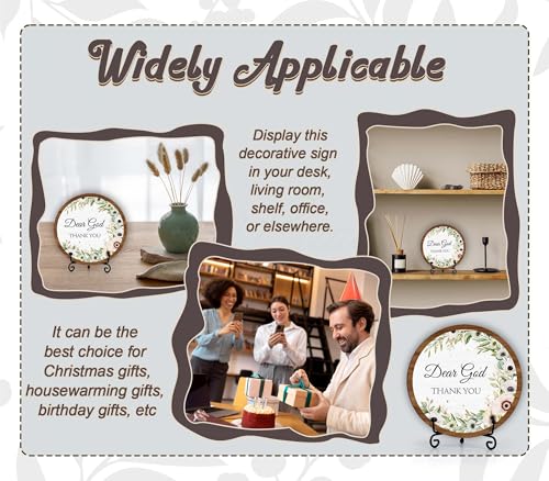 Christian Desk Decor, Dear God Thank You Wood Sign, Religious Gifts For Woman Man, Living Room Decor And Accessories, Bible Verse Home Office Decorations For Table Shelf -c07 - style: Dear God 2