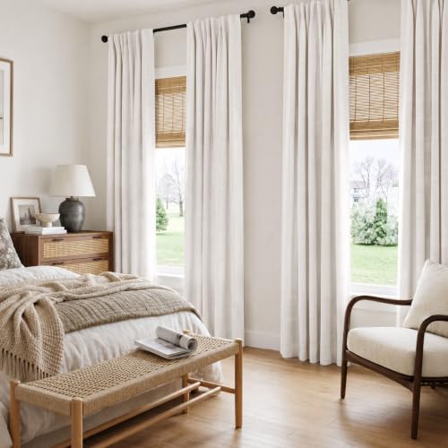 INOVADAY 4 Panels Set Beige Blackout Curtains 96 Inches Long Living Room - color: #02 Beige, size: 42"W x 96"L (Pack of 4)