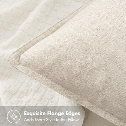 MIULEE Neutral Cream/Gray Boho Linen Pillow Covers 18x18 Inch Pack of 4 - color: Neutral Cream/Gray, size: 18" x 18" (Pack of 4)