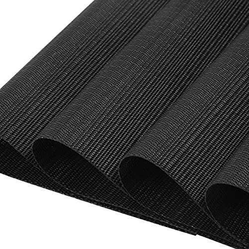 SHACOS Small Round Table Placemats Wedge Placemat Set of 4 Non Slip Heat Resistant Woven Vinyl Table Mats Wipe Clean Indoor Outdoor (4, Black) - color: Black