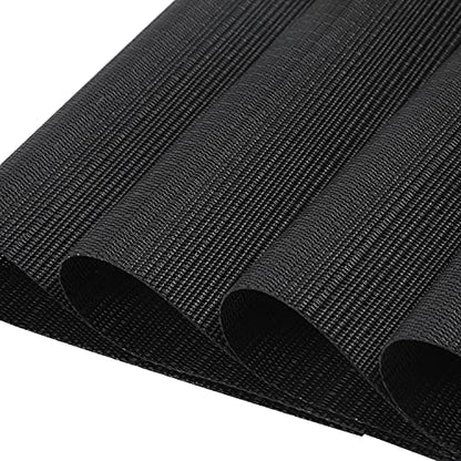 SHACOS Small Round Table Placemats Wedge Placemat Set of 4 Non Slip Heat Resistant Woven Vinyl Table Mats Wipe Clean Indoor Outdoor (4, Black) - color: Black