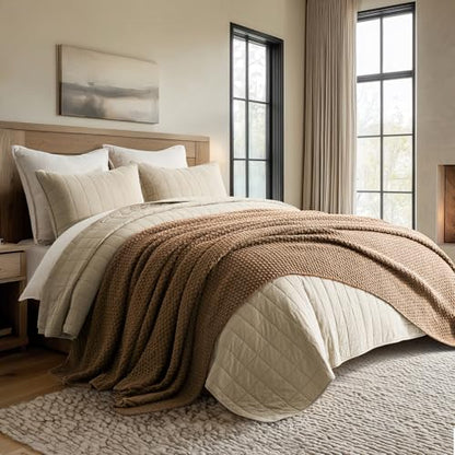 EVERGRACEHOME Chunky Chenille Knit Throw Blanket, 108x92, Camel Brown - color: Camel Brown, size: 108" X 92"