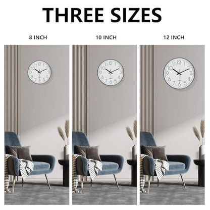 Modern Silent Wall Clock - 12 Inch Wall Clocks Battery Operated Large Number, Non-Ticking Analog Clock with Tempered Glass Quartz Clocks for Living Room Bedroom Office Kitchen, White Black - color: White, size: 12 Inch