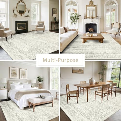 Washable Rugs 6x9 Area Rugs for Living Room,Bedroom,Dining Room-Beige Green - color: Beige-green-grey, size: 6' x 9' (Rectangular)