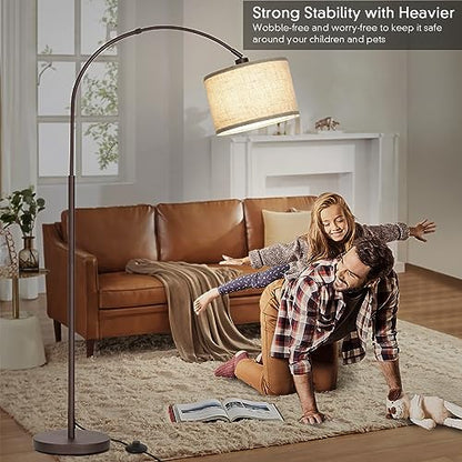 Seaside village Floor Lamp for Living Room, Arc Lamp with Adjustable Head, Modern Tall Lamp with On/Off Pedal Switch, Over Couch Standing Hanging Light for Reading, Bedroom, Office (Brown) - color: Brown