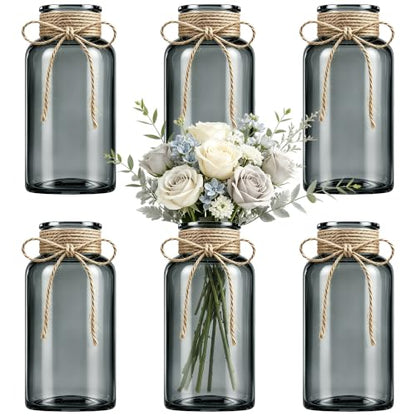 Mason Jar Glass Vases 6 Pack, Black Flower Vase for Centerpieces - color: Black