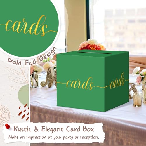 Elegant Green Graduation Card Box, Gold Foil Gift Card Box for Party - color: Z06 Green and Gold Foil