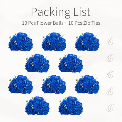 Royal Blue Flowers Balls Centerpieces: 11.8in Diam, Set of 10 - color: Royal Blue, size: 11.8" Diam - 10 PCS