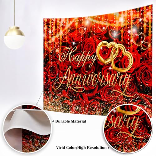 Mocsicka Happy Anniversary 배경, 레드, 2.1x1.5m(7x5피트) - color: 레드, size: M-(82x60 inch)