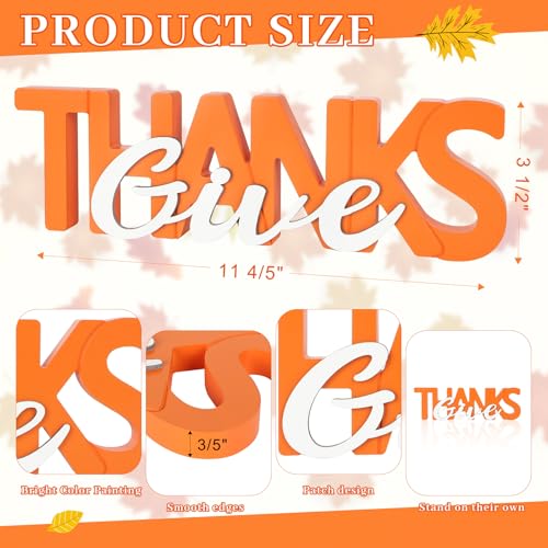 COCHIE Wooden Thanksgiving Give Thanks Sign, Fall Decorations for Home, Office, Shelf, Mantel, Indoor, Wood Thanksgiving Decor, Autumn Table Top Party Decoration (Give Thanks) - color: Give Thanks