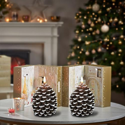 Wondise Pine Cone Flameless Candles with 6H Timer - color: 6-Brown