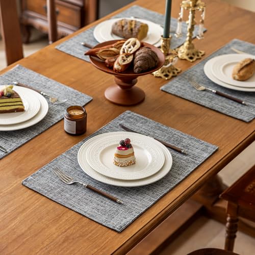 KXN Placemats Set of 4, Durable Dual-Layer Fabric Table Mats, Light Gray - color: Light Gray