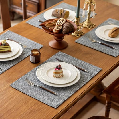KXN Placemats Set of 4, Durable Dual-Layer Fabric Table Mats, Light Gray - color: Light Gray