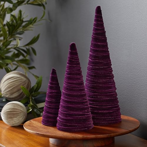 Your Heart's Content Plum Velvet Trees Set of 3 (Plum) - color: Plum
