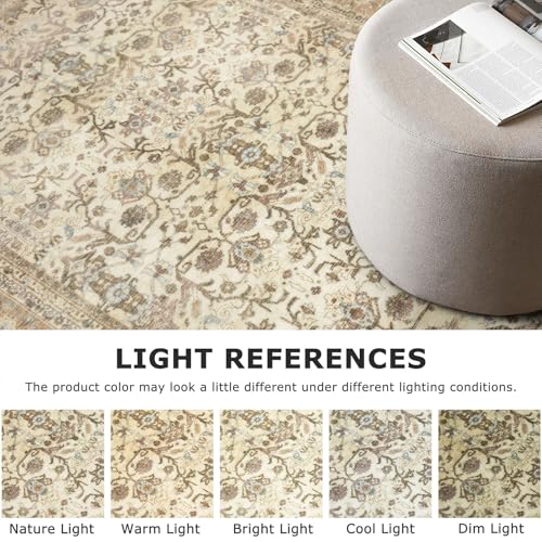 SIILOOM 2x5 Washable Runner Rug, Non Slip Soft Area Rug for Hallway Kitchen - color: Beige/Brown, size: 2' x 5' (Runner)