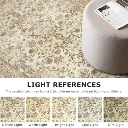 SIILOOM 2x5 Washable Runner Rug, Non Slip Soft Area Rug for Hallway Kitchen - color: Beige/Brown, size: 2' x 5' (Runner)