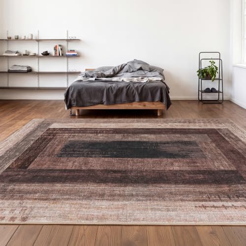 Neutral Geometric Brown 6x9 ft Large Rug for Living Room Bedroom - color: Brown, size: 6' x 9' (Rectangular)