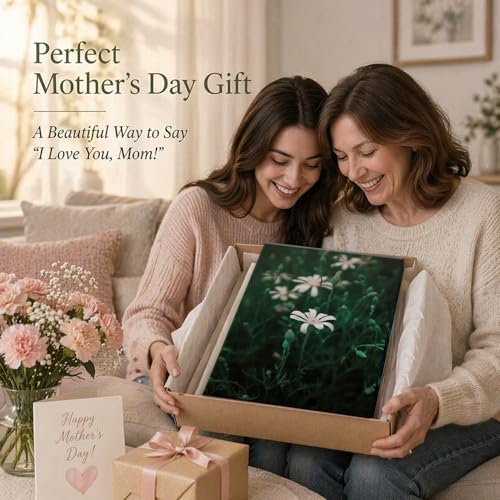 CHTEXA Dark Green Daisy Canvas Wall Art, 3 Piece Gallery Wrapped Set, 12x16 - color: Three-petaled white flowers-6, size: 12x16 inch
