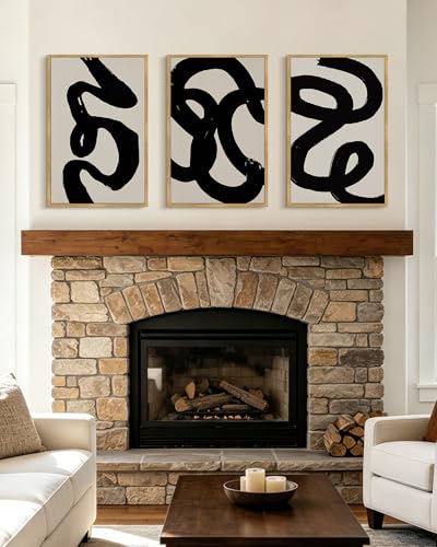 PHOPAGO Black Framed Wall Art 16x24in Abstract Modern Ink Wash - color: Black Ink Wash, size: 24L" x 16W" x 3 Pcs Natural