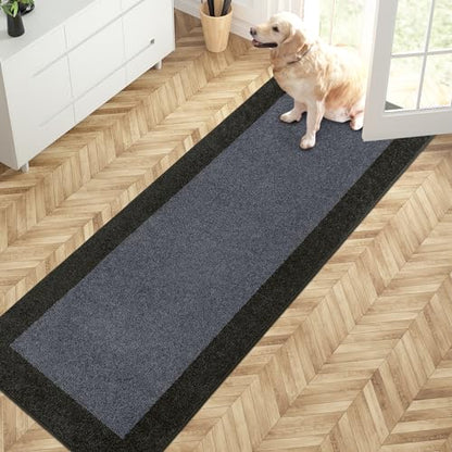 PURRUGS Hallway Runner Rug, 24" x 70", Bluish Grey & Charcoal - color: Bluish Grey & Charcoal, size: 24" X 70"