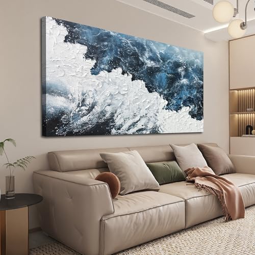 Blue White Wall Art Abstract Canvas Wall Pictures for Living Room 20"x40" - color: XY-01B, size: 40"L x 20"W