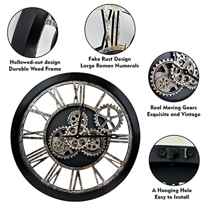The B-Style Large Wall Clock, 24 inch, Black and Bronze - color: Black and Bronze, size: 24 inch (60 cm)