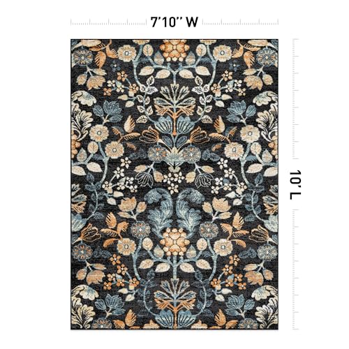Rugshop Vintage Floral Area Rug for Living Room, Bedroom Black 7' 10" x 10' - size: 7'10" x 10' (Rectangular)