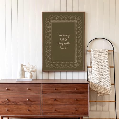 Vintage Lace Wall Art Inspirational Wall Art Positive Affirmations Quotes Poster Olive Green Christian Quote Decor Pictures Minimalist Scripture Cottagecore Canvas Artwork Home Decor 16" x 24"UNFRAMED - color: Olive Green Lace