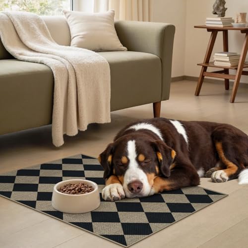 Easy Jute Kitchen Rug, 17.3"x30" Absorbent Kitchen Rugs Non Slip - color: Checkered, size: 17.3"x30"