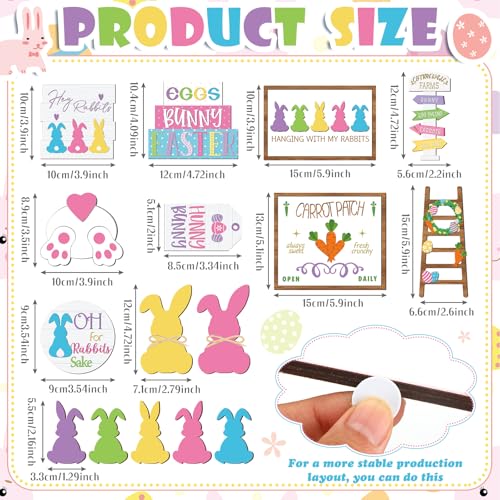 Menkxi 15 Pcs Easter Spring Tiered Tray Decor Set Bunny Wooden Table Sign Easter Tiered Tray Decorations Farmhouse Tabletop Sign for Home Kitchen(Bunny) - style: Bunny