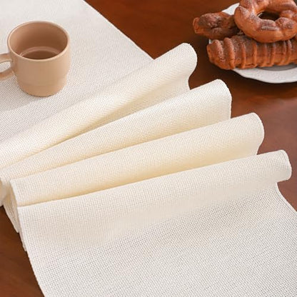 Beige Table Runner 12×120 Inches Long with Fringe Boho Fall Decor - color: Beige