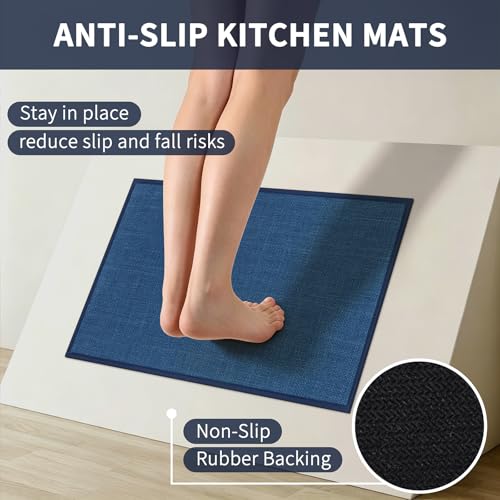SHACOS Non Slip Kitchen Sink Rug, 17x30 Inch, Blue - color: Blue, size: 17x30"