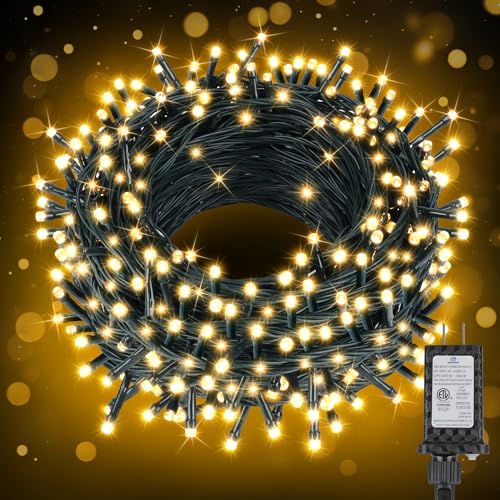 Extra Long 132FT Christmas Decorative Mini Lights, 400 LED Green Wire Fairy Starry String Lights Plug in, Timer & Memory & 8 Modes, for Indoor Outdoor Xmas Tree Wedding Party Decoration,Warm White - color: Warm White, size: 132FT 400LED