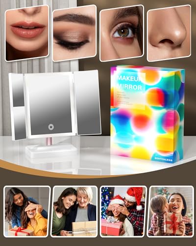 BERTHALESS Makeup Mirror Vanity Mirror with Lights, 1X 2X 3X Magnification - color: White