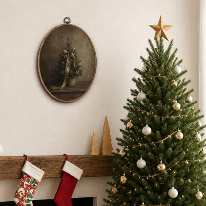 Yorhifa Moody Bow Christmas Tree Framed Wall Art 8.5x11.5in - color: Moody Bow