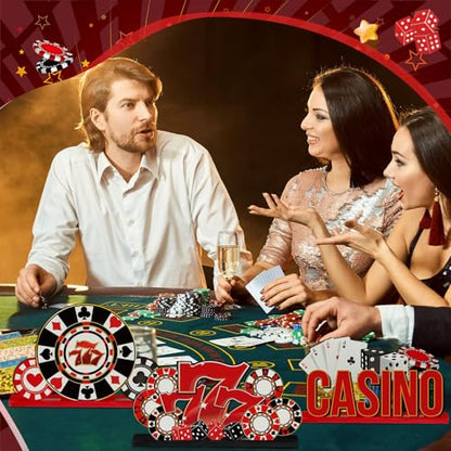 CroBlissful 6 Pcs Casino Theme Party Decorations, Casino Wooden Table Decor - style: Casino