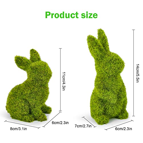 Easter Bunny Decorations,Resin Moss Bunny Figurine,Garden Artificial Moss Rabbit Easter Décor Easter Party Favors Gifts(Small-2pcs) - size: Small-2pcs