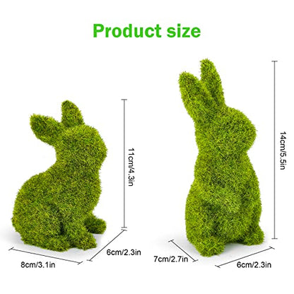 Easter Bunny Decorations,Resin Moss Bunny Figurine,Garden Artificial Moss Rabbit Easter Décor Easter Party Favors Gifts (4PCS) - size: Small 4PCS