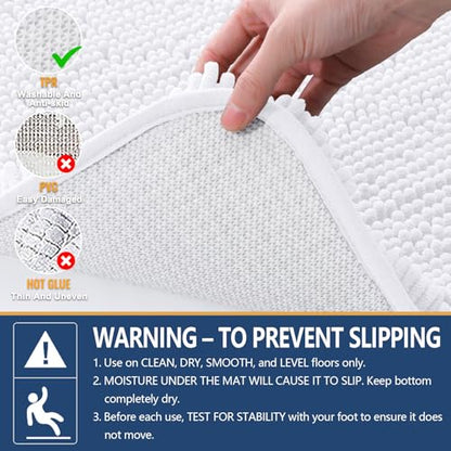 Arotive Bathroom Rugs 47x24, Soft Absorbent Shaggy Chenille Bath Rugs - color: White, size: 47" X 24"