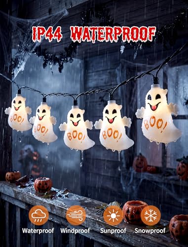 8.5FT Halloween Ghost Lights Outdoor, 10 LED Plug in Halloween Lights - color: Ghost String Lights