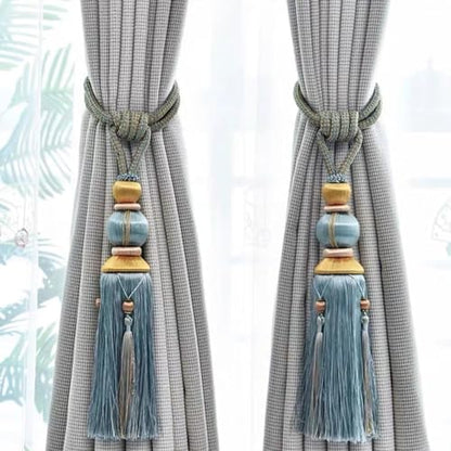 Paired Lantern Single Hanging Ball Tassels Curtains Buckle Sling Binding Lantern Tiebacks Handcrafted Braided Buckle Drapery Curtain Holdbacks Window Treatments for Home - color: Burgundy, size: 11.81 inches