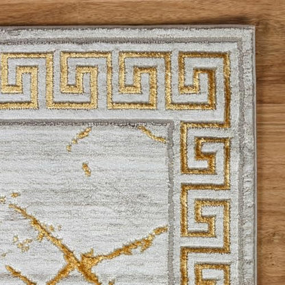 GLORY RUGS Area Rugs Marble 5X7 Cream Gold Carpet Modern Abstract Rug Living Room Dining Bedroom Rug - color: Cream, size: 5' x 7' (Rectangular)