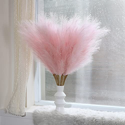 Wertuirk 8 Pcs 45 inch Tall Faux Pink Pampas Grass Decor - color: Light Pink