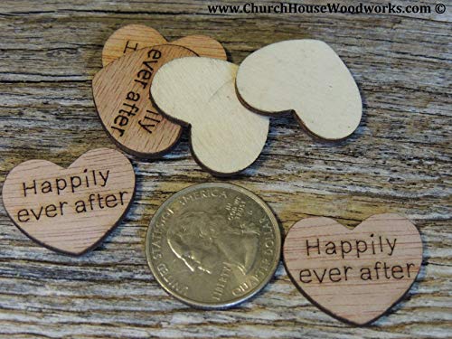 Happily Ever After Engraved Wooden Heart Table Scatter, 100 Count