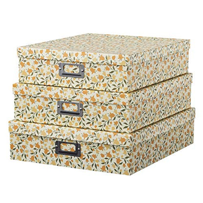 Soul & Lane - Keepsake Storage Boxes with Lids, Set of 3, Floral Dance - color: Floral Dance