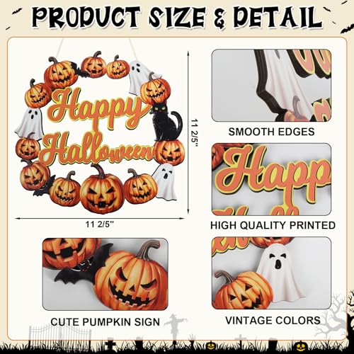 Wood Wreath for Front Door Porch Window Wall Hanging Decor (Halloween) - style: Halloween