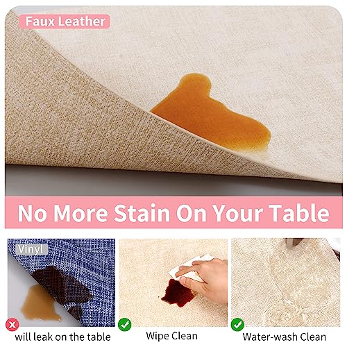 Maxpearl Faux Leather Placemats Set of 6, Easy to Clean, Beige - color: Beige