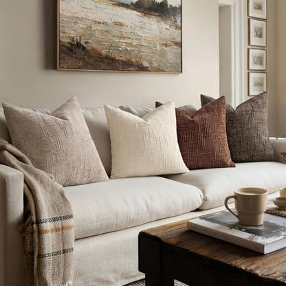 MIULEE Chenille Textured Fall Throw Pillow Covers Brown 18x18 Set of 2 - color: Brown, size: 18" x 18" (Pack of 2)